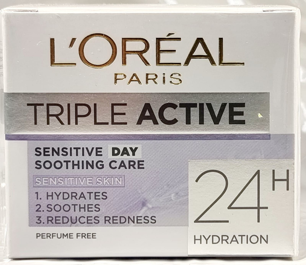 Крем дневной L'Oral Triple Activ Sensitive успокаювающий, увлажняющий 24 часа 50 мл (Франция)