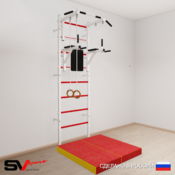 Шведская стенка Sv Sport 5714 (Турник стандарт/Брусья/Кольца/Мат 1м)