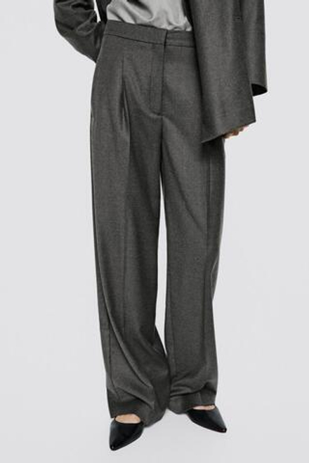 Massimo Dutti Костюмные фланелевые брюки - Limited Edition, темно-серый