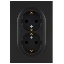 Розетка ЭРА Arktik 16-2105-05 двойная с заземлением 2X2P+E Schuko со шторками 16А-250В антрацит | Эра Arktik