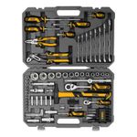 Набор инструментов, 1/2", 1/4", CrV, S2, пластиковый кейс, 84 предмета Denzel