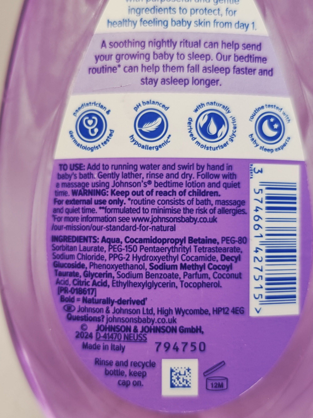 Johnson's Baby Детское жидкое мыло для ванночки Bedtime Bath, 300 мл (Из Финляндии)