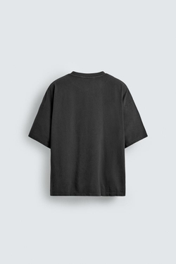 ZARA БАЗОВАЯ ФУТБОЛКА RELAXED FIT С ЭФФЕКТОМ ПОТЕРТОСТИ, ТЕМНЫЙ АНТРАЦИТ