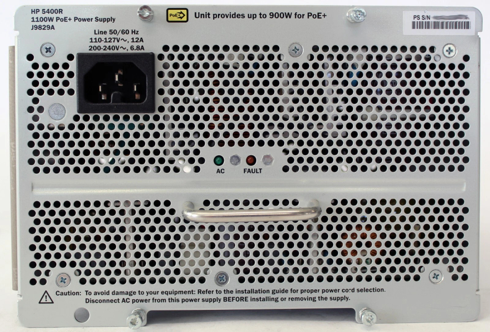 Блок питания ARUBA HPE 5400R серии 5406R 5412R 1100W PoE+ ZL2 Power Module J9829A J9829B