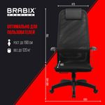 Кресло офисное BRABIX PREMIUM "Ultimate EX-801" пластик, плотная двойная сетка Х2, черное, 532922