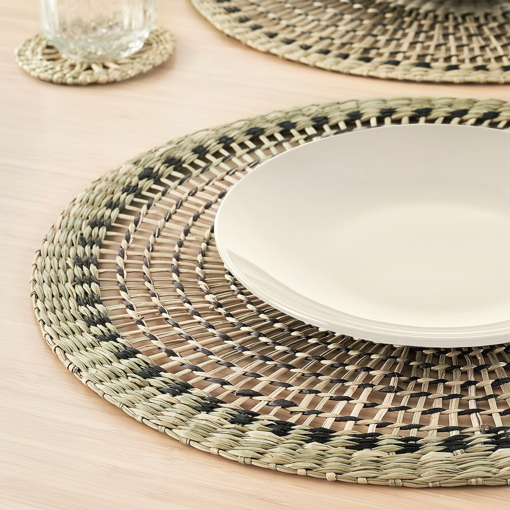 IKEA PENNFISK  (ИКЕА ПЕННФИСК)  -  Коврик, натуральный/сиреневый, ручная работа, 37 см