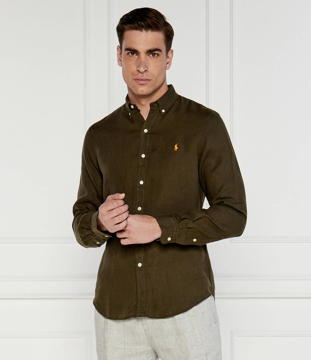 Льняная рубашка POLO RALPH LAUREN - хаки(710829443)