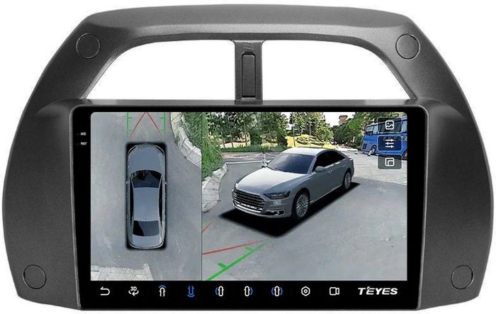 Магнитола для Toyota RAV4 2 2000-2003 - Teyes CC3-2K-360 монитор 9.5" 2K QLED на Android 10, Быстрая, CarPlay, 4G SIM-слот, 4 камеры в комплекте