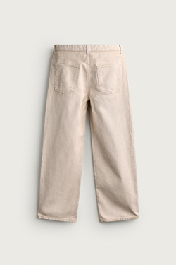 ZARA БРЮКИ STRAIGHT FIT С ЭФФЕКТОМ ПОТЕРТОСТИ, ВАНИЛЬНЫЙ
