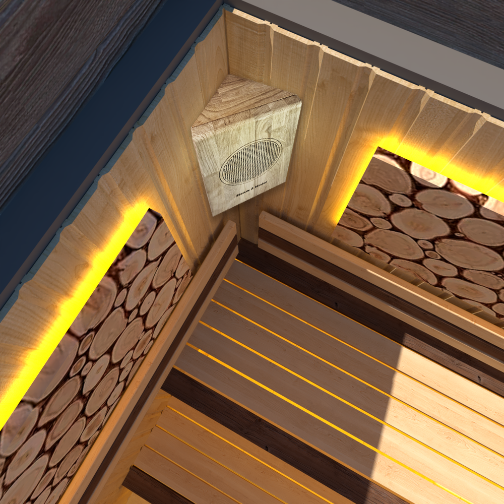 Влагостойкий динамик с декоративной дубовой сеткой SW 525 Wood - Corner, для бани и сауны