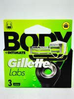 Сменные кассеты для бритья Gillette Labs Body + Intimate, в упаковке 3 кассеты (Германия)