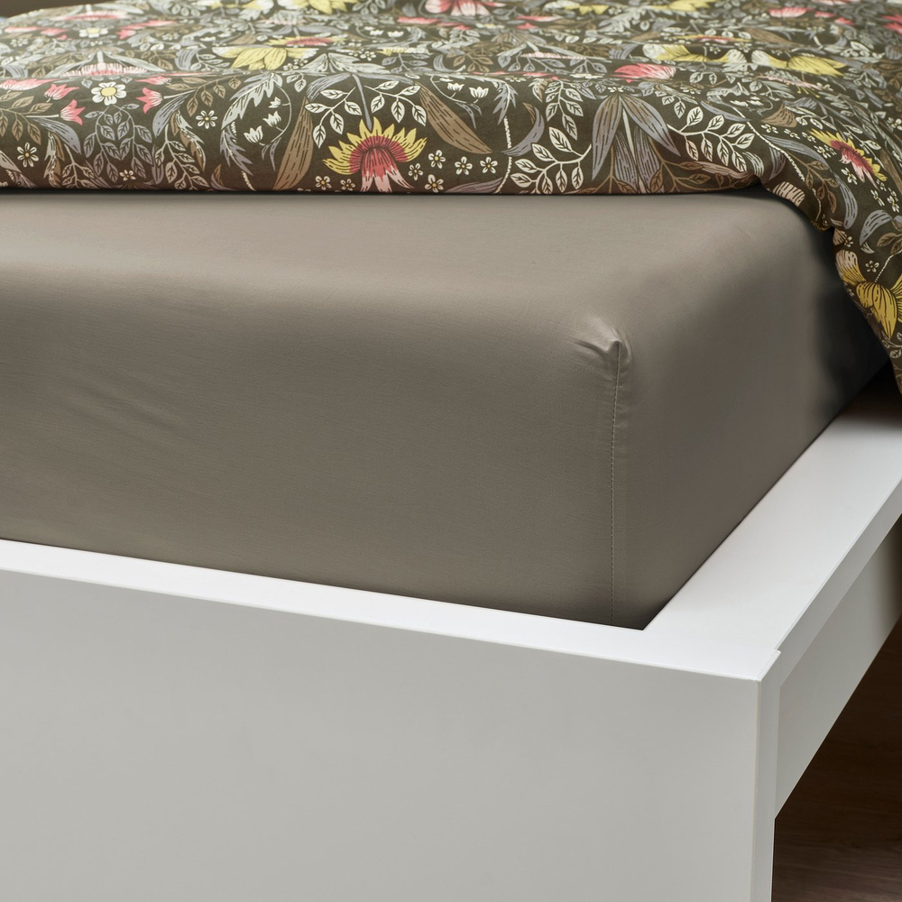 IKEA ULLVIDE  (ИКЕА УЛЛВИДЕ)  -  Простыня на резинке - серо-бежевый 140x200 см