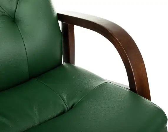Кресло Бюрократ T-9928WALNUT-CF зеленый кожа на ножках дерево