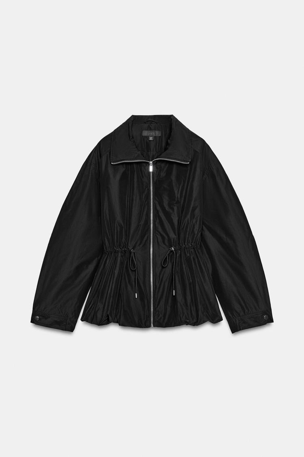 ZARA СТЕГАНАЯ КУРТКА С ВОРОТНИКОМ-СТОЙКОЙ, ЧЕРНЫЙ