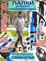 Палки для трекинга, скандинавский ходьбы/ телескопические Carbon pole EVA grip /2 шт, цвет черный