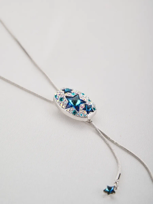Колье-галстук Звездное небо с подвесками и кристаллами Swarovski