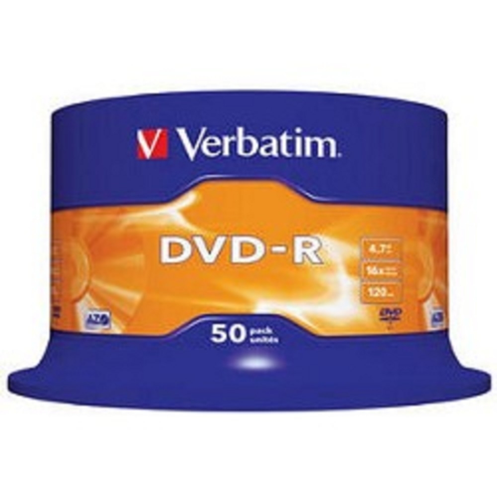Оптический диск DVD-R Verbatim Диски DVD-R 4.7Gb 16-х, 50шт, Cake Box (43548)