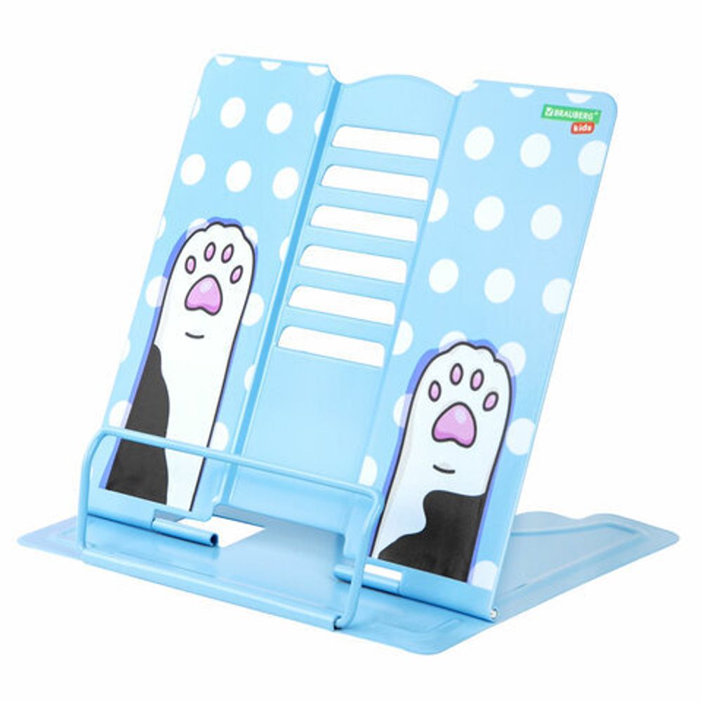 Подставка для книг и учебников BRAUBERG KIDS "Lil Paws", регулируемый угол наклона, металл, 238053