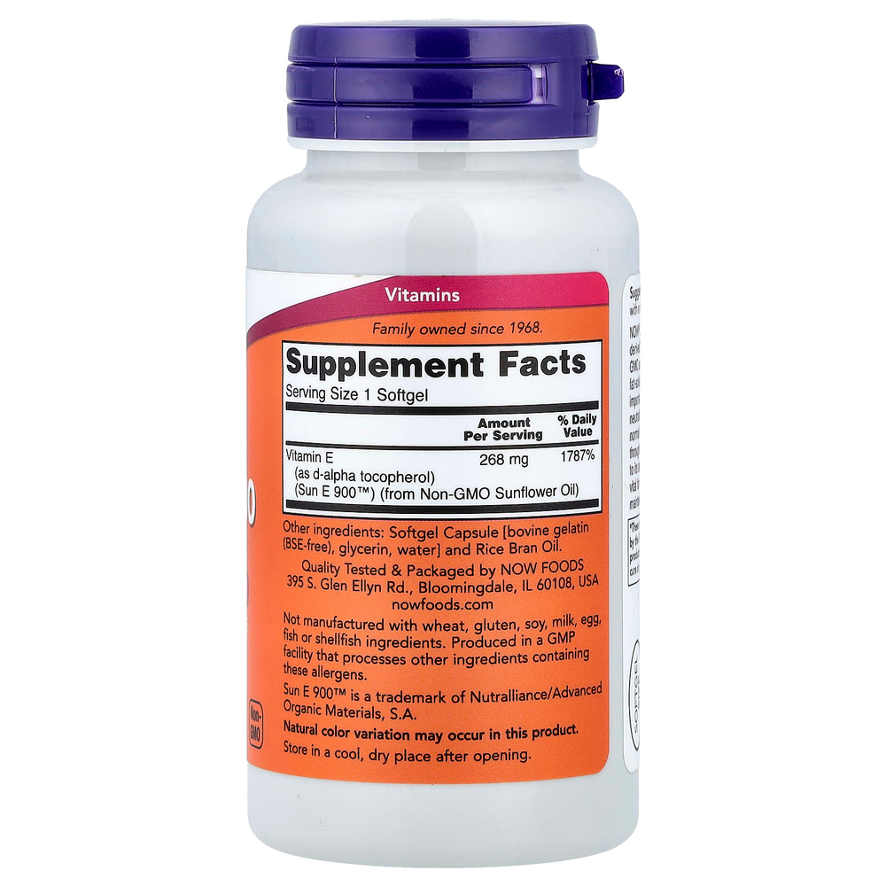 NOW Foods, Sun-E™ 400, 268 мг (400 МЕ), 60 капсул