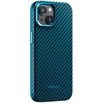 Чехол из арамидного волокна с поддержкой MagSafe PITAKA MagEZ Case 4 1500D для iPhone 15, Black / Blue Twill (Cаржевое переплетение)