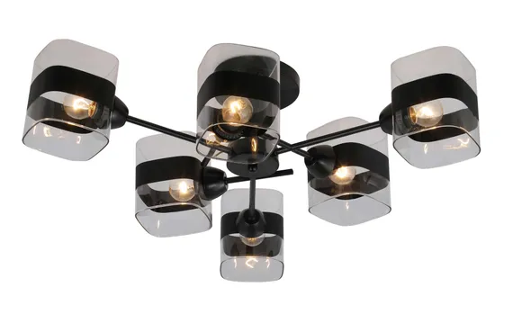 Люстра потолочная Rilon 07175/6 BLACK, 6×40 Вт, чёрная
