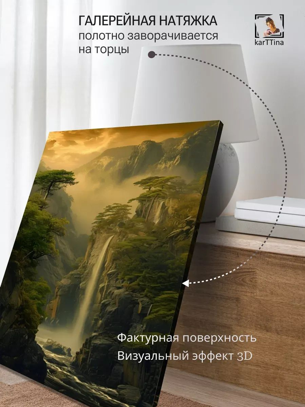 Картина на стену "Лесной водопад" 30х40см 1шт.