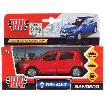 Модель ин. мет. "Renault Sandero" 12см, открыв.двери, красный, коробка SB-17-61-RS-N(RE)-WB (Технопарк)