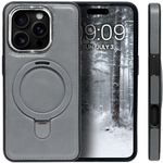 Business style чехол из кожи для IPHONE 16 PRO с кольцом-подставкой и бархатной подкладкой