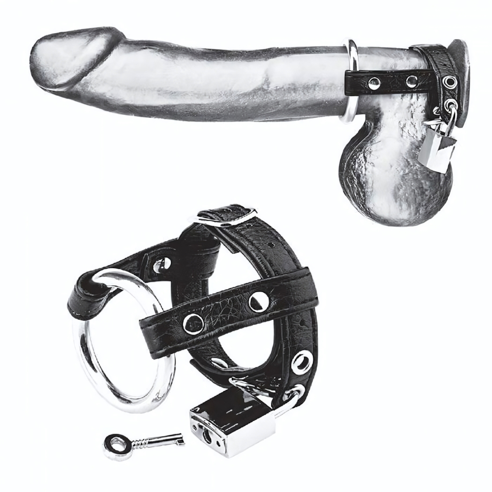 Утяжка на пенис на замочке Duo Cock And Ball Lock (Цвет: черный с серебристым)
