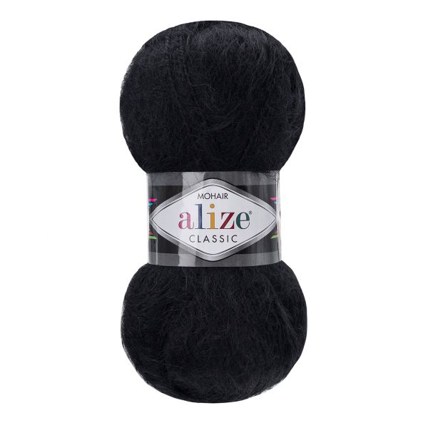 Пряжа Alize (Ализе) Mohair Classic New / уп.5 мот. по 100 г, 200 м, 60 черный