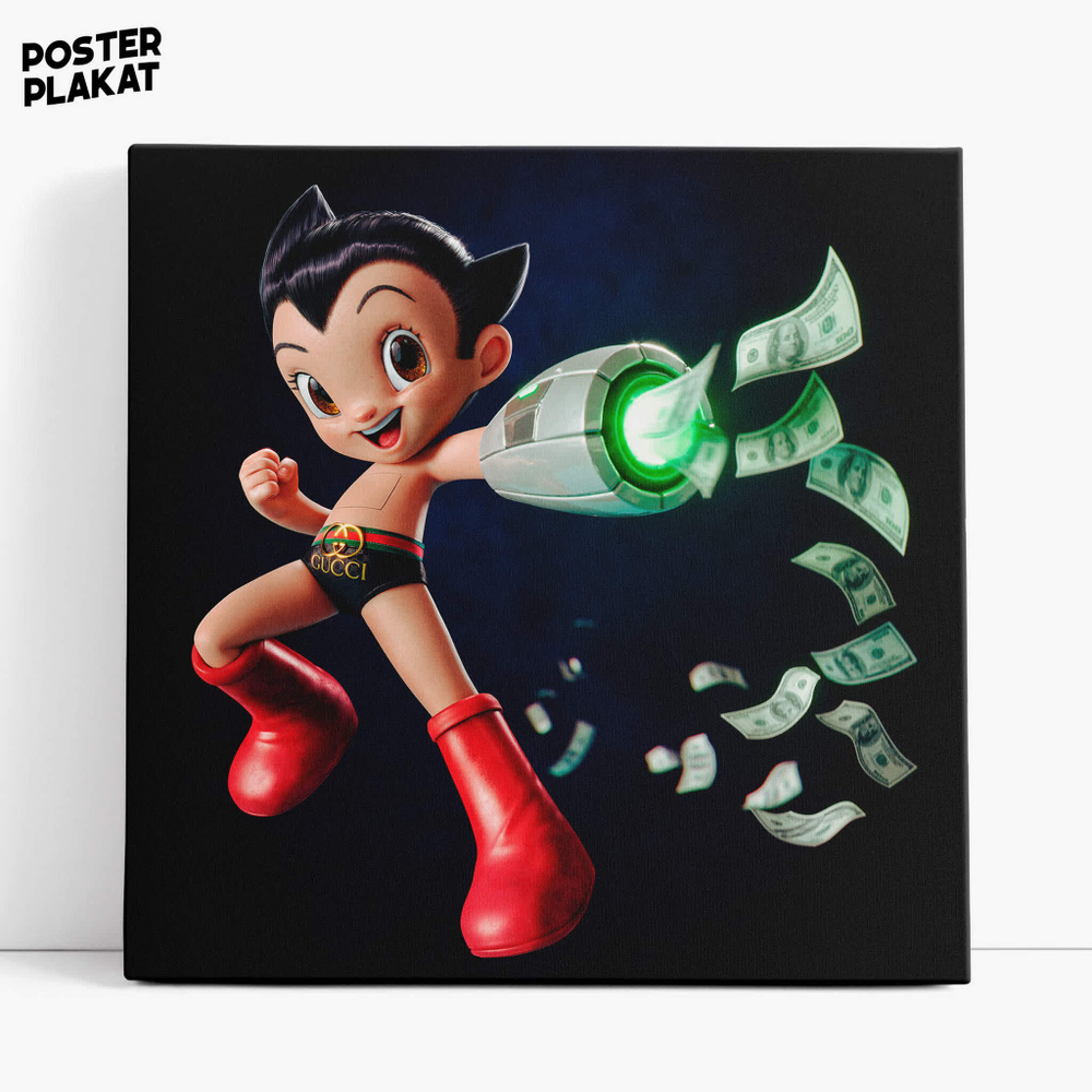 Картина для интерьера Астробой / Astro Boy на холсте, персонажи мультфильма, холст с печатью на подрамнике, на стену, Постер Плакат