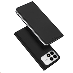 Чехол книжка из кожи черного цвета для Xiaomi Poco F8 Pro (Redmi K90), серия Skin Pro Series от Dux Ducis