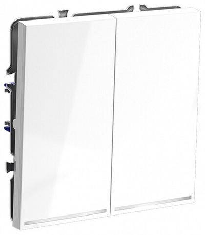 Выключатель проходной двухклавишный с подсветкой без рамки Voltum S70 VLS020401