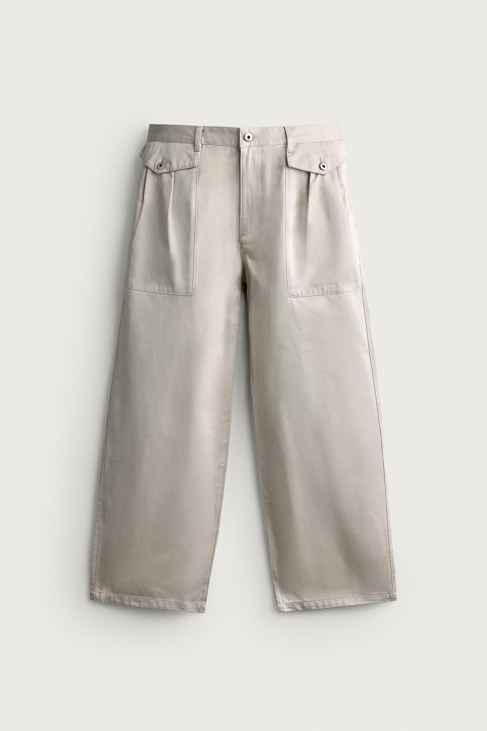 ZARA БРЮКИ STRAIGHT RELAXED FIT С КАРМАНАМИ, КАМЕННО-СЕРЫЙ