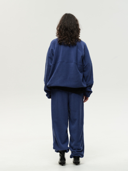 Drawstring Half-Zipped Sweatshirt Navy Smoke