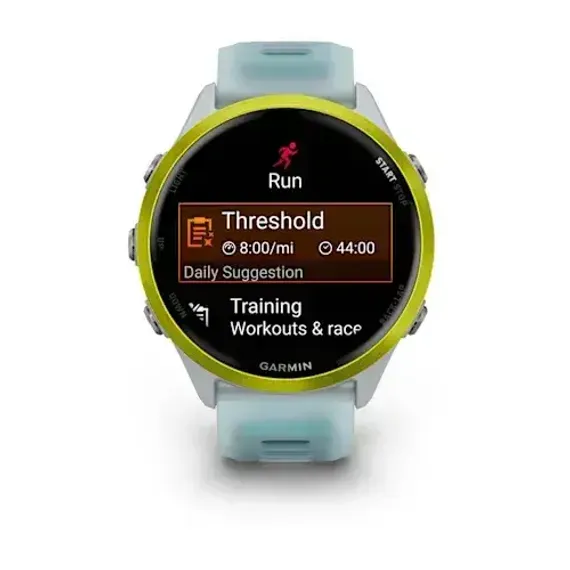 Умные часы Garmin Forerunner 570 - 47 мм Желтый алюминий с полупрозрачным белым/бирюзовым ремешком