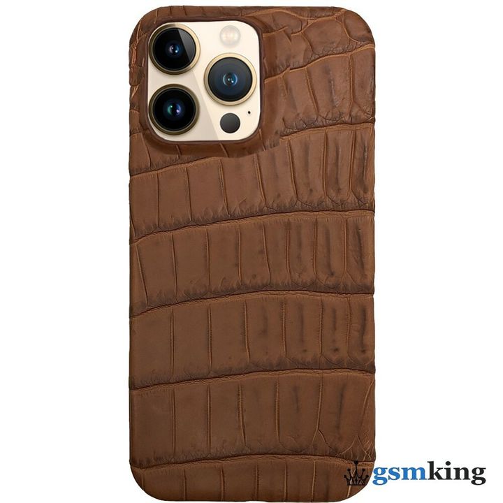 Leather Case for iPhone 13 Pro Croco Brown (Коричневый крокодил)