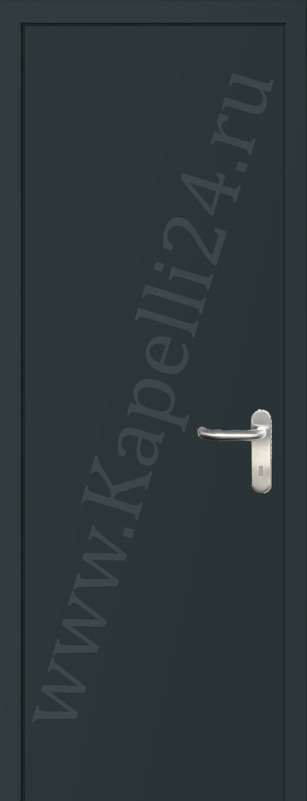 Дверь влагостойкая пластиковая KAPELLI multicolor ДГ RAL 7026 Гранитовый серый + коробка