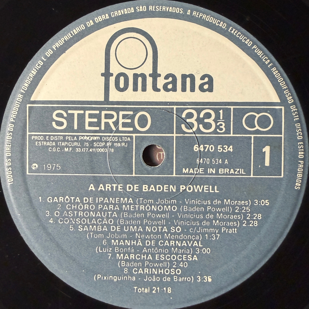 Baden Powell ‎– A Arte De Baden Powell 2LP (Бразилия 1975г.)