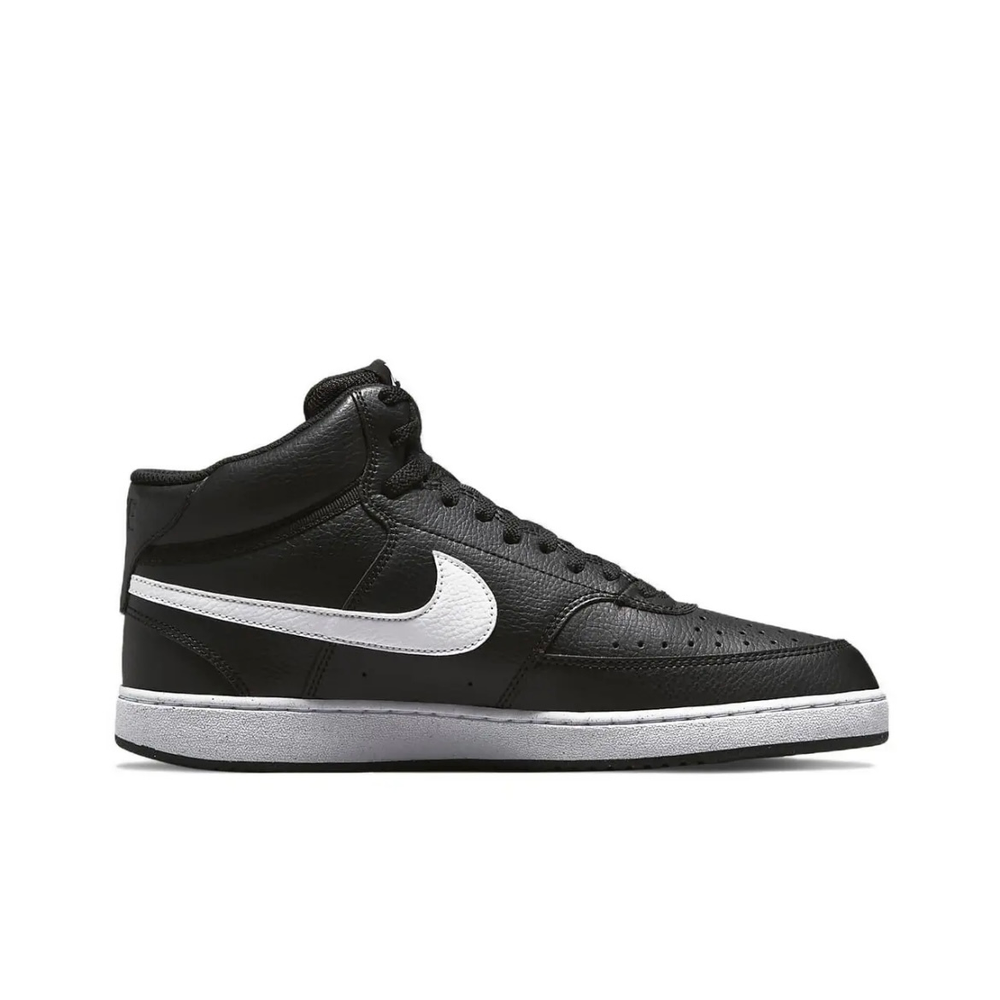 alt="Nike Court Vision Mid Black White CD5436-001 женские черные с белым Swoosh вид сбоку на белом фоне"