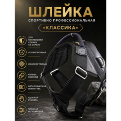 Шлейка спортивно профессиональная классика с металлической фурнитурой цвет чёрный