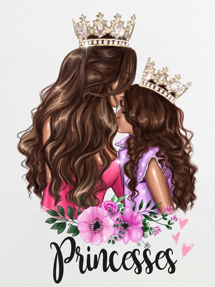 Футболка с принтом "Princesses" шатенки (Family look)