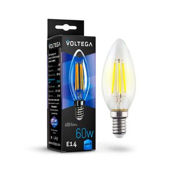 Светодиодная лампа Crystal Candle 6W 4000K E14 (7020) VG10-C1E14cold6W-F Voltega