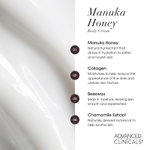 Advanced Clinicals, Manuka Honey, восстанавливающий и увлажняющий крем для тела, 454 г (16 унций)