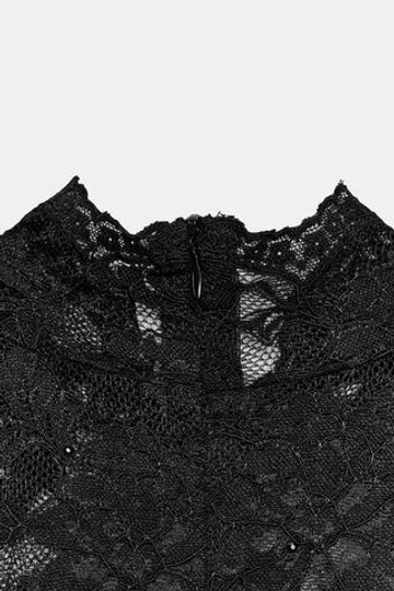 ZARA КРУЖЕВНОЙ ТОП СО СТРАЗАМИ, ЧЕРНЫЙ