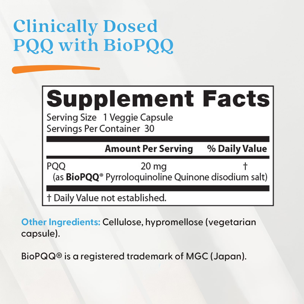 Doctor's Best, PQQ с BioPQQ, 20 мг, 30 вегетарианских капсул