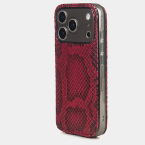 Чехол для iPhone 17 Pro - кожа питона, малина