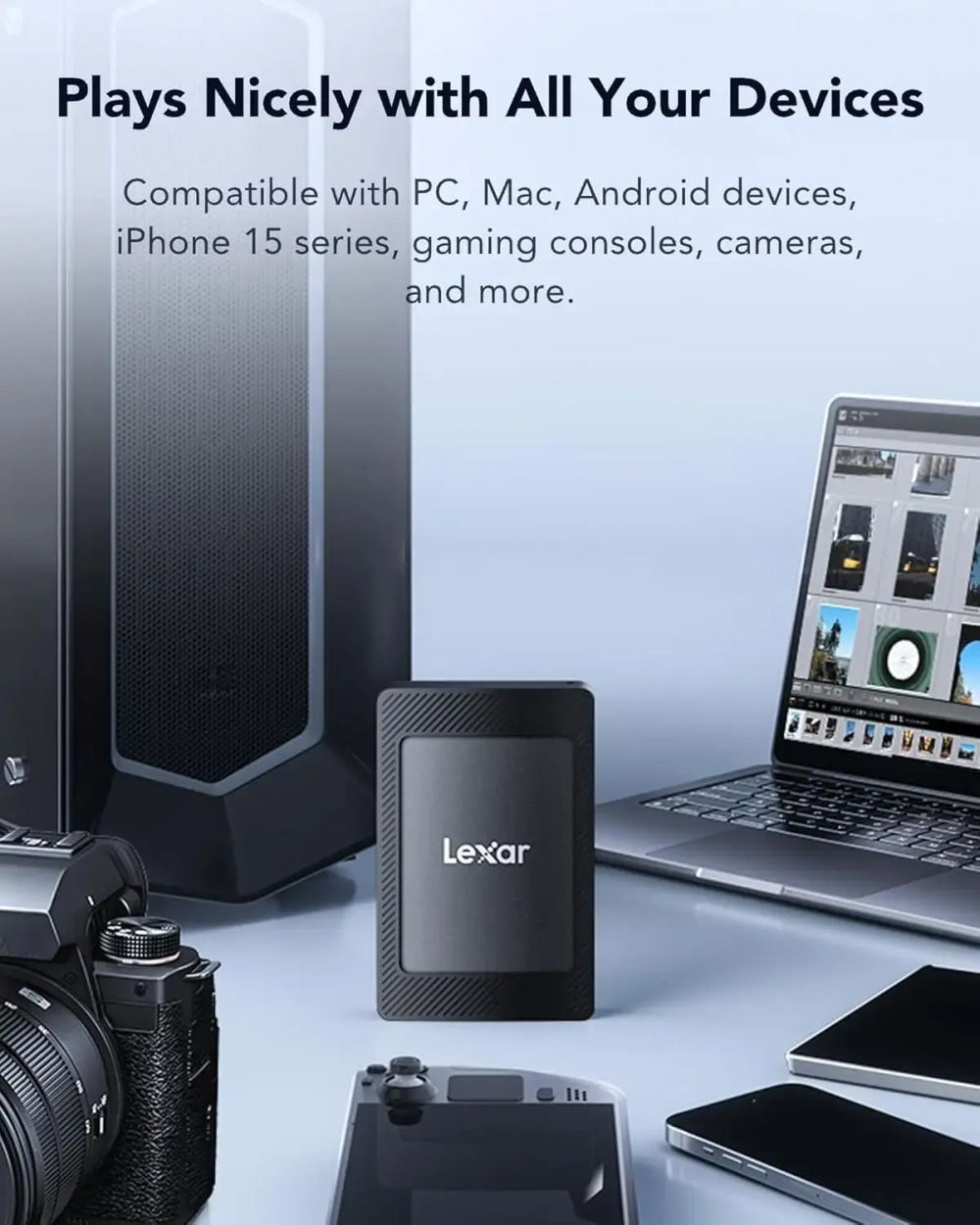 Внешний накопитель Lexar SL500 Portable SSD Magnetic Set 2TB, USB 3.2 Gen 2x2, R/W 2000/1800 МБ/с