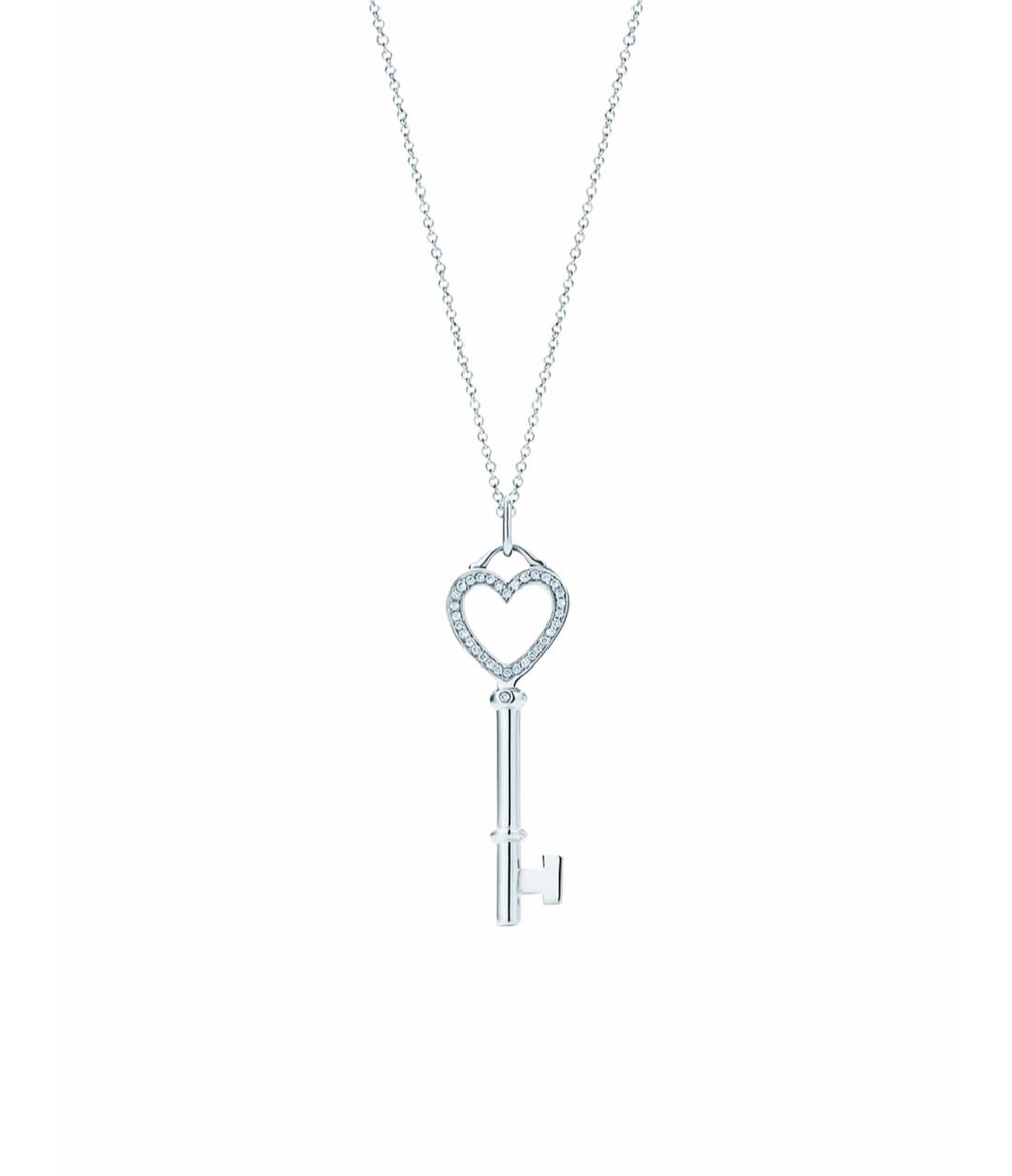 Кулон - ключ из белого золота 18k с бриллиантами, Tiffany 💠 Love key - в наличии