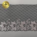 Кружево на сетке шир.205 мм / 6 метров, диз.OG43, цв.черный, правая, Kruzhevo